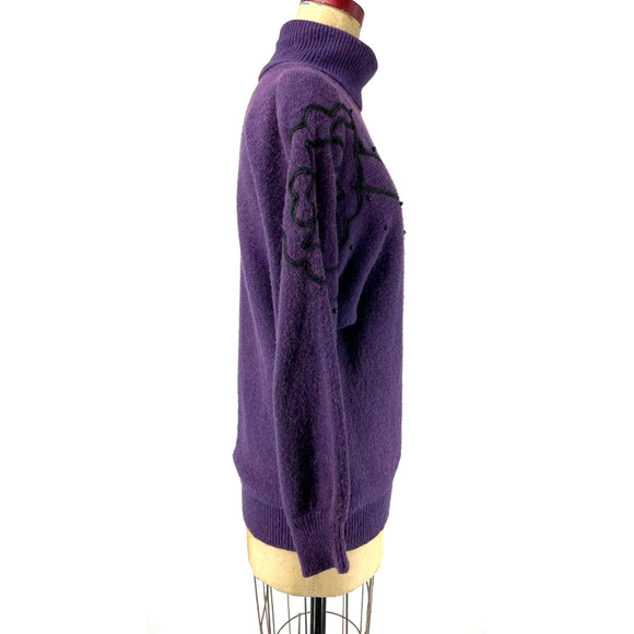 Jason Maxwell Vintage Purple Tassel Turtle Neck Knit Sweater M - Picture 5 of 9